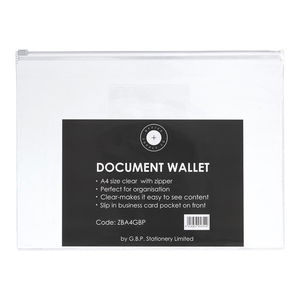 Okin A4 Zip Closure Document Wallet Clear - 5 Pack