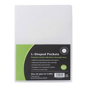 Okin A4 L Shaped Pockets Clear - 12 Pack