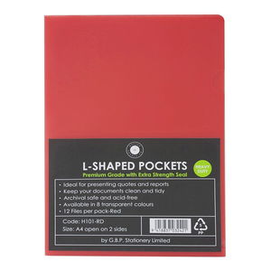 Okin A4 L Shaped Pockets Red - 12 Pack