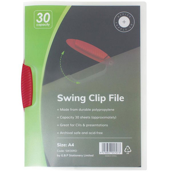 Okin Swing Clip A4 Report Cover - Red