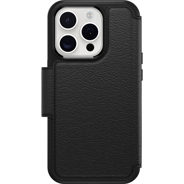 OtterBox Strada Series Folio MagSafe Case for iPhone 15 Pro - Shadow Black