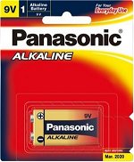 Panasonic 6LR61T 9V Alkaline Battery - 1 Pack