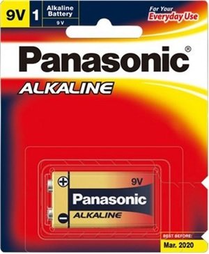 Panasonic 6LR61T 9V Alkaline Battery - 1 Pack