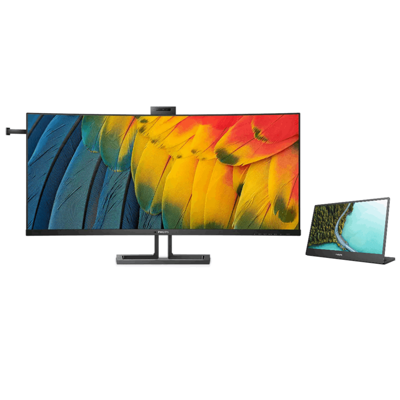 Philips 40B1U6903CH/75 39.7 Inch 5120 x 2160 4ms 75Hz Ultrawide IPS Curved Monitor with Speakers, Webcam & USB Hub - HDMI, DisplayPort, Thunderbolt + FREE Portable Monitor