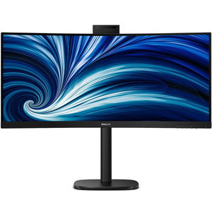 Philips B-Line 34 Inch 3440x1440 WQHD 4ms 60Hz VA Curved Monitor with Speakers, Webcam & USB Hub - HDMI, DisplayPort, USB-C