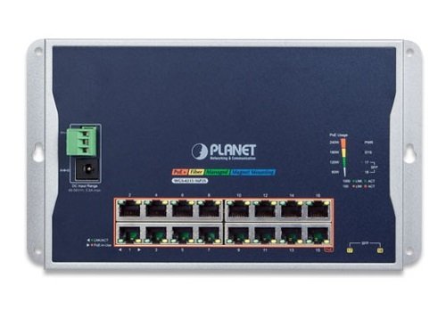 Planet WGS-4215-16P2S Industrial 16-Port 10/100/1000T 802.3at PoE + 2-Port 100/1000X SFP Wall-mounted Managed Switch