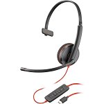 HP Poly Blackwire 3210 USB-C On Ear Wired Mono Headset with Noise Cancelling - Black