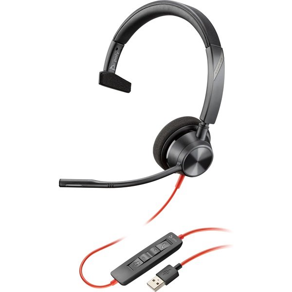 HP Poly Blackwire 3310 UC USB-A On-Ear Wired Mono Headset