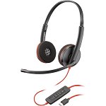 HP Poly Blackwire C3220 USB-C On Ear Wired Stereo Headset with Noise Cancelling - Black
