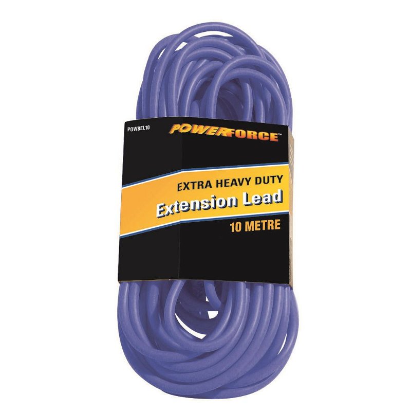 POWERFORCE 10m 15A Extra Heavy Duty Power Extension Lead Cable - Blue