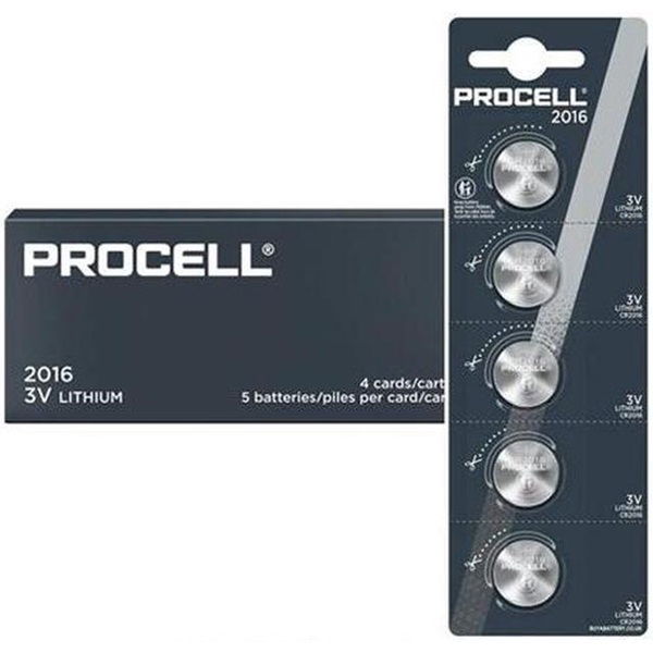 Procell CR2016 Lithium Coin Battery - 20 Pack (4x Strips of 5)