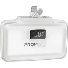 view Promate PowerUp-10Duo 10000mAh Built-in USB-C & Lightning Power Bank - White