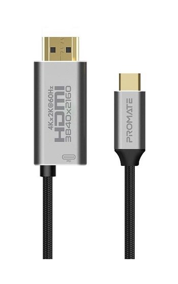 Promate 1.8m 60W 4K USB-C to HDMI Fabric Braided Cable