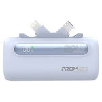 Promate PowerUp-Duo 5000mAh Built-in USB-C and Lightning Power Bank - Blue