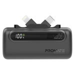 Promate PowerUp-Duo 5000mAh Built-in USB-C and Lightning Power Bank - Black