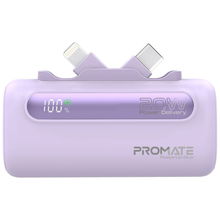 view Promate PowerUp-Duo 5000mAh Built-in USB-C and Lightning Power Bank - Purple