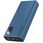 Promate Bolt-20Pro 20000mAh USB-A and USB-C Power Bank - Blue