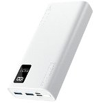 Promate Bolt-20Pro 20000mAh USB-A and USB-C Power Bank - White