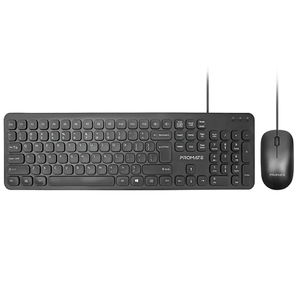 Promate Combo-KM2 USB Wired Keyboard and Mouse Combo - Black