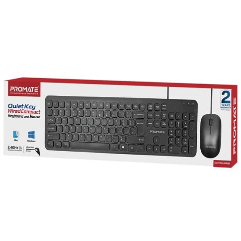 Promate Combo-KM2 USB Wired Keyboard and Mouse Combo Black | Elive NZ