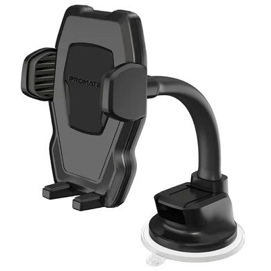 Promate DashMount In-Car Anti-Slip Secure Gooseneck Smartphone Holder - Black