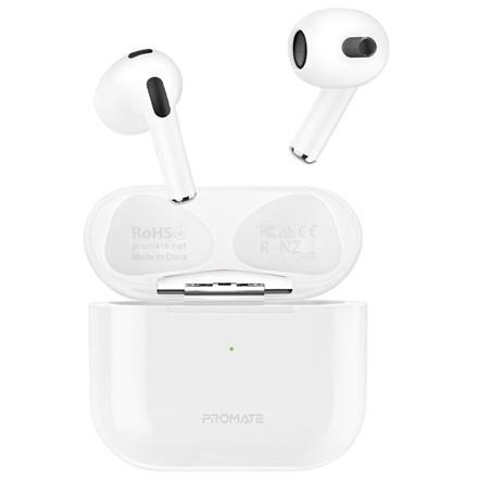 Promate FreePods-2 Bluetooth In-Ear Wireless Stereo Earbuds with Intellitouch - White