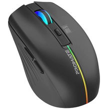 view Promate Kitt Ambidextrous Ergonomic Wireless Optical Mouse with LED Rainbow Lights - Black