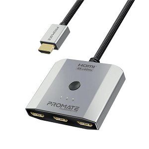 PROMATE MediaSwitch-H3 0.5m Triple HDMI Splitter - Silver