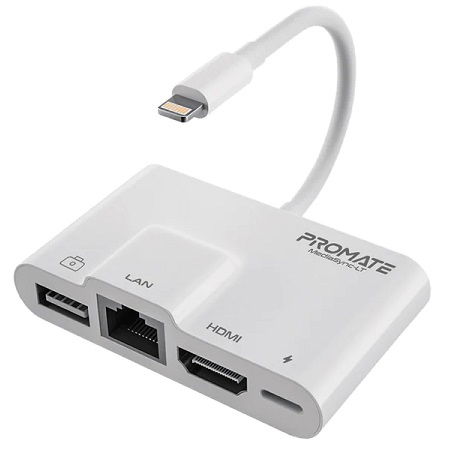 PROMATE MediaSync-LT 4-in-1 Multimedia Hub with Lightning Connector - Black
