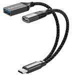 PROMATE OTGLink-C 16cm 480Mps USB-C Input to USB-A and USB-C Port Charge & Sync Cable – Grey