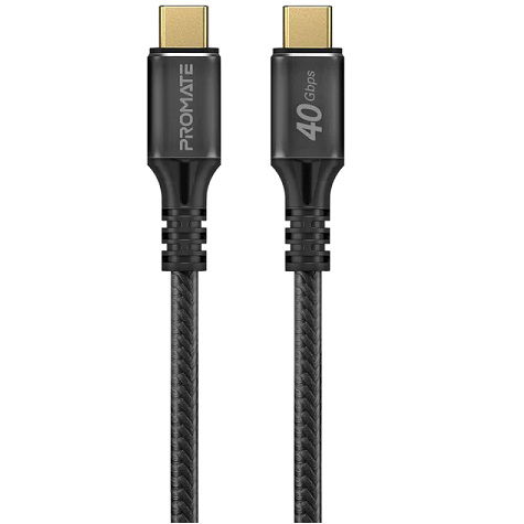 PROMATE PowerBolt240 1M 40Gbps USB-C to USB-C Nylon Cable - Black