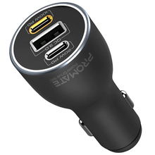 view Promate PowerDrive 120W Car Charger with Dual Power Delivery and Quick Charge Ports - Black