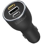Promate PowerDrive 120W Car Charger with Dual Power Delivery and Quick Charge Ports - Black