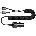 Promate PowerDrive-33PDCI 33W Car Charger with Lightning & USB-C Cable, USB-A Ports - Black