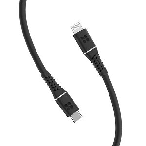 Promate PowerLine-Ci120 1.2m 480Mbps USB-C to Lightning Silicon Charge & Sync Cable - Black