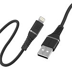 Promate PowerLine-Ai120 1.2m 480Mbps USB-A to Lightning Silicon Charge and Sync Cable - Black