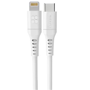 Promate PowerLink-120 1.2m USB-C to Lightning Charge & Sync Cable with 20W Power Delivery - White