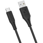 Promate PowerLink-AC120 1.2m Ultra-Fast USB-A to USB-C Data & Charge Soft Silicone Cable - Black