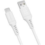 Promate PowerLink-AC120 1.2m Ultra-Fast USB-A to USB-C Data & Charge Soft Silicone Cable - White