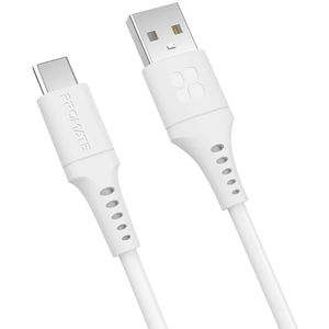 Promate PowerLink-AC120 1.2m Ultra-Fast USB-A to USB-C Data & Charge Soft Silicone Cable - White