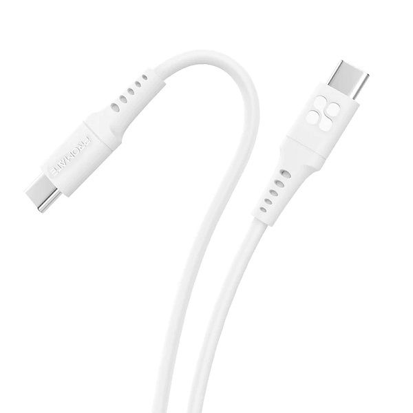 Promate PowerLink-CC120 1.2m Ultra-Fast USB-C Data & Charge Soft Silicone Cable with 60W Power Delivery - White