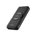 Promate PowerPack-Fold 10000mAh 5-in-1 Foldable Magsafe Compatible Wireless Charging Power Bank - Black