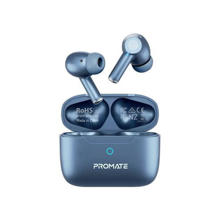 Promate ProPods In-Ear HD Bluetooth Wireless Earbuds with Intellitouch and 400mAh Charging Case - Blue