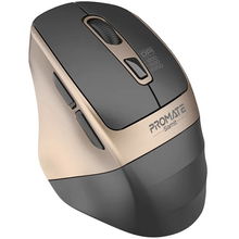 view Promate Samit Ambidextrous Ergonomic Silent Click Wireless Optical Mouse - Gold