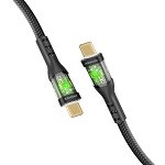 Promate TransLine-CC 1.2m Ultra-Fast USB-C Cable with 60W Power Delivery & Transparent Shells - Black