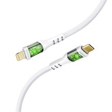 view Promate TransLine-Ci 1.2m USB-C to Lightning Cable with 27W Power Delivery & Transparent Shells - White
