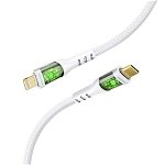 Promate TransLine-Ci 1.2m USB-C to Lightning Cable with 27W Power Delivery & Transparent Shells - White