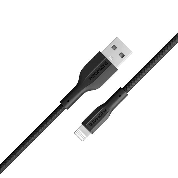 Promate XCord-Ai 1M 480Mbps USB-A to Lightning Charge & Sync Cable - Black