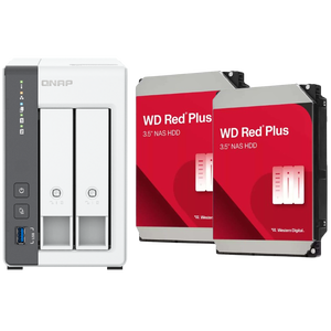 QNAP TS-216G 2 Bay 4GB RAM Tower NAS with 2 x 4TB Western Digital Red Plus Drives