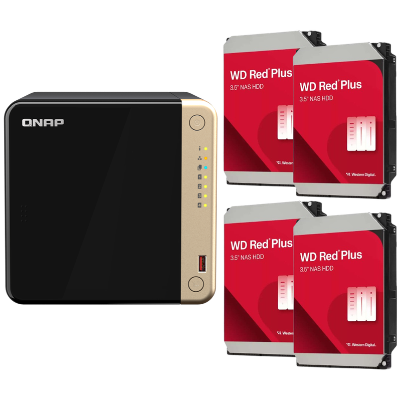 QNAP TS-464-8G 4 Bay 8GB RAM Tower NAS with 4 x 6TB Western Digital Red Plus Drives
